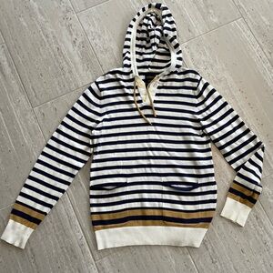 Striped V-Neck Sweater with Hood